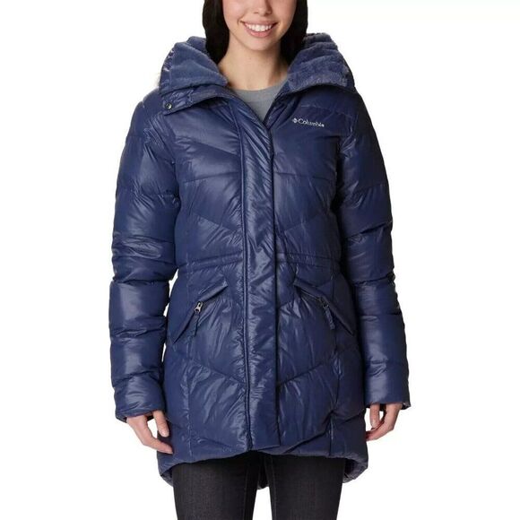 Columbia Peak To Park II Mid Insulated Jacket Womens 2X Navy Nocturnal Hooded - Picture 2 of 8
